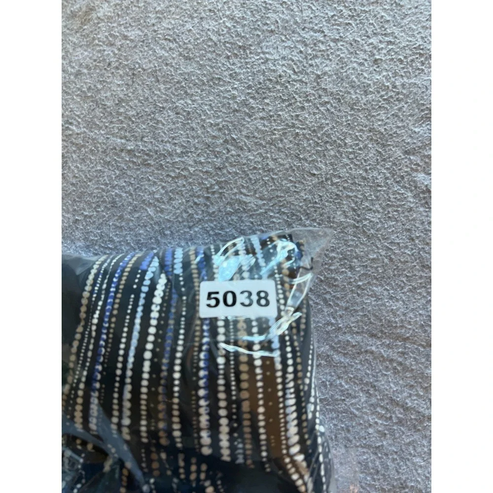 WHBM Blouson Mini Dress‎ Women's Medium Black Blue Sequin Stripe Cocktail Party